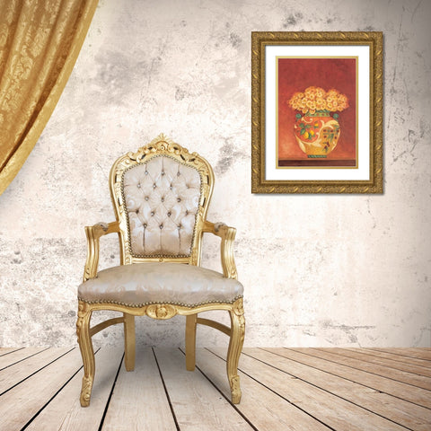 Tuscan Bouquet II Gold Ornate Wood Framed Art Print with Double Matting by Gladding, Pamela