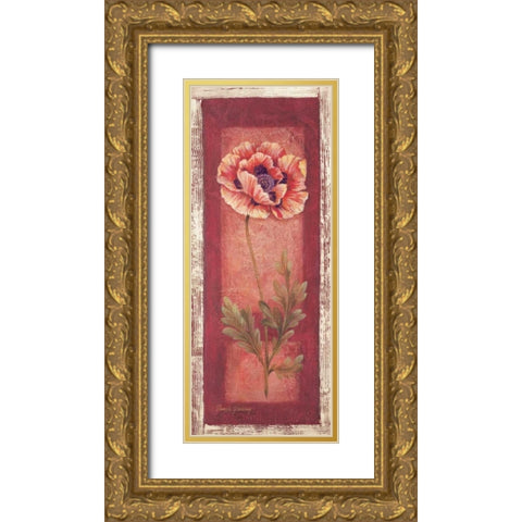 Red Door Poppy Gold Ornate Wood Framed Art Print with Double Matting by Gladding, Pamela