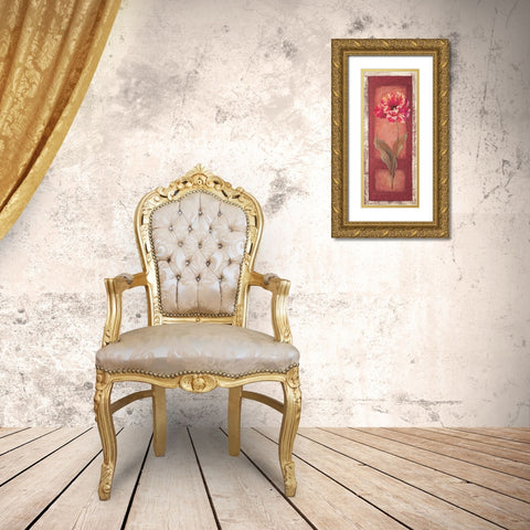 Red Door Tulip Gold Ornate Wood Framed Art Print with Double Matting by Gladding, Pamela