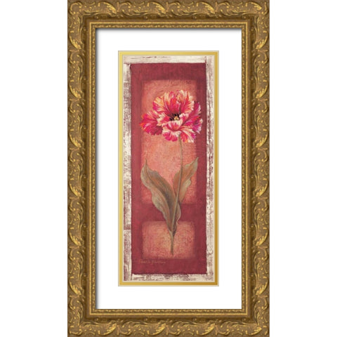 Red Door Tulip Gold Ornate Wood Framed Art Print with Double Matting by Gladding, Pamela