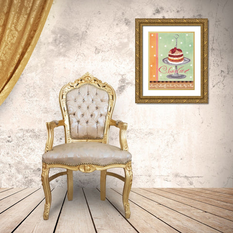 Mint Chocolate Gold Ornate Wood Framed Art Print with Double Matting by Gladding, Pamela