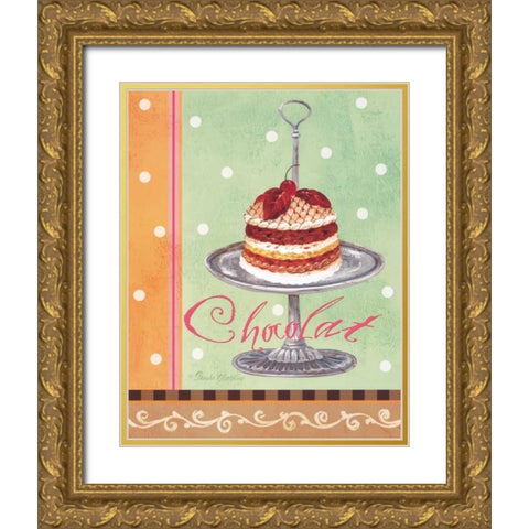 Mint Chocolate Gold Ornate Wood Framed Art Print with Double Matting by Gladding, Pamela