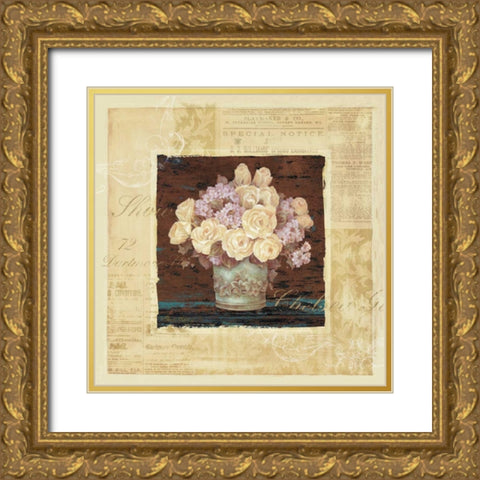 Vintage Rose Yellow Gold Ornate Wood Framed Art Print with Double Matting by Gladding, Pamela