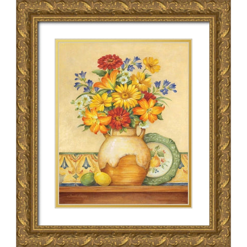 Salsa Lilies Gold Ornate Wood Framed Art Print with Double Matting by Gladding, Pamela