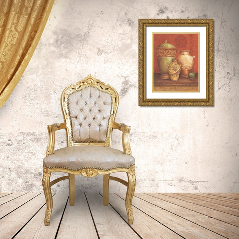 Tuscan Urns I Gold Ornate Wood Framed Art Print with Double Matting by Gladding, Pamela