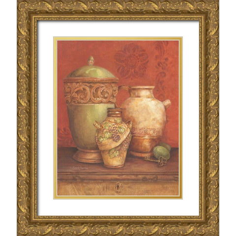 Tuscan Urns I Gold Ornate Wood Framed Art Print with Double Matting by Gladding, Pamela