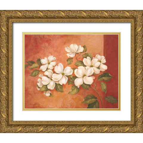Dogwoods Gold Ornate Wood Framed Art Print with Double Matting by Gladding, Pamela