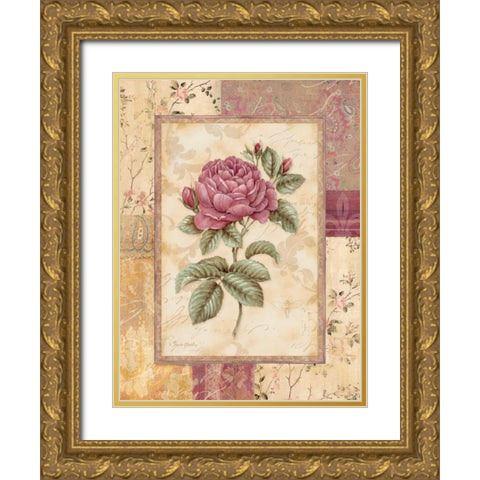Provence Rose I Gold Ornate Wood Framed Art Print with Double Matting by Gladding, Pamela