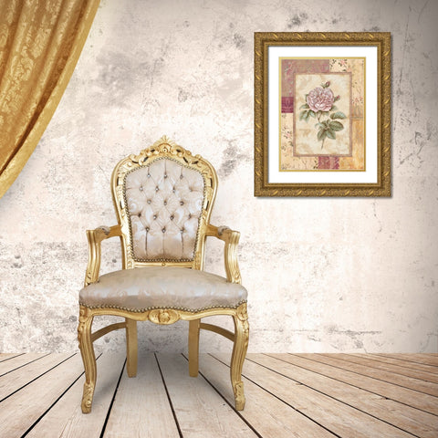 Provence Rose II Gold Ornate Wood Framed Art Print with Double Matting by Gladding, Pamela