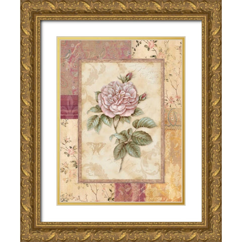 Provence Rose II Gold Ornate Wood Framed Art Print with Double Matting by Gladding, Pamela