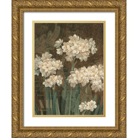 Petit Jardin Narcissus Gold Ornate Wood Framed Art Print with Double Matting by Gladding, Pamela