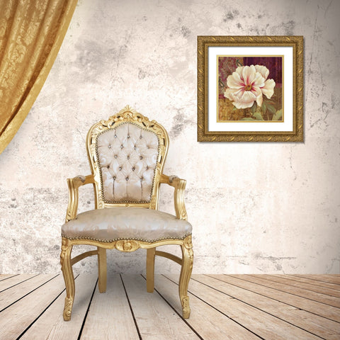 Esperance Peony Gold Ornate Wood Framed Art Print with Double Matting by Gladding, Pamela