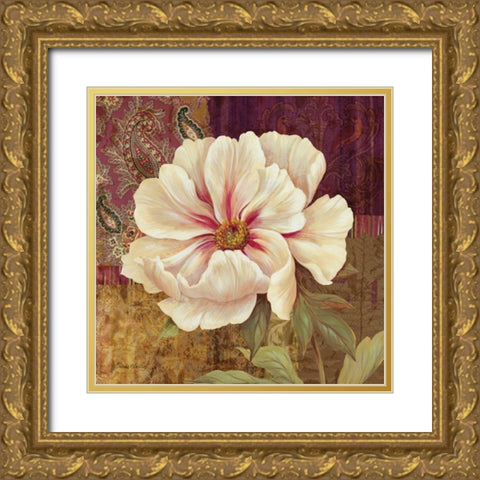Esperance Peony Gold Ornate Wood Framed Art Print with Double Matting by Gladding, Pamela