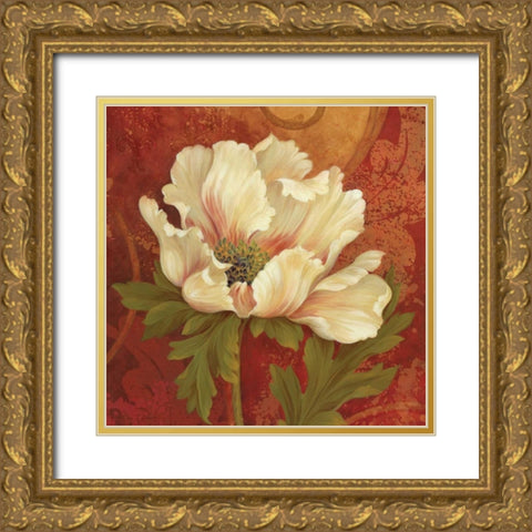Il Ballo Rosso Square I Gold Ornate Wood Framed Art Print with Double Matting by Gladding, Pamela
