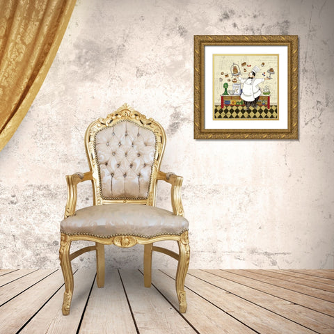 Chef Pastry Gold Ornate Wood Framed Art Print with Double Matting by Gladding, Pamela