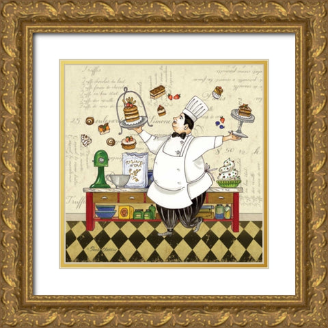 Chef Pastry Gold Ornate Wood Framed Art Print with Double Matting by Gladding, Pamela