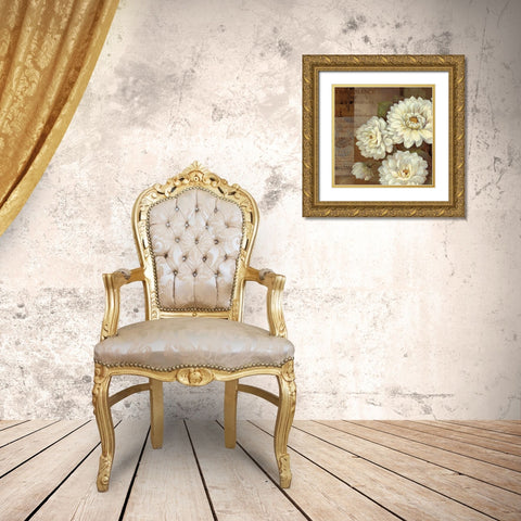 Patina Dahlia Gold Ornate Wood Framed Art Print with Double Matting by Gladding, Pamela
