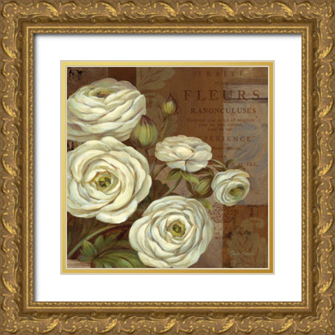 Patina Ranunculus Gold Ornate Wood Framed Art Print with Double Matting by Gladding, Pamela