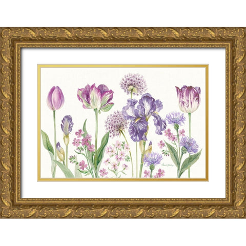 Purple Flowers Gold Ornate Wood Framed Art Print with Double Matting by Gladding, Pamela
