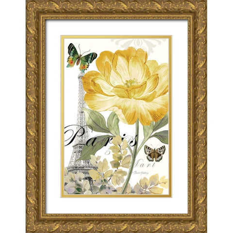 Paris Peony Gold Ornate Wood Framed Art Print with Double Matting by Gladding, Pamela