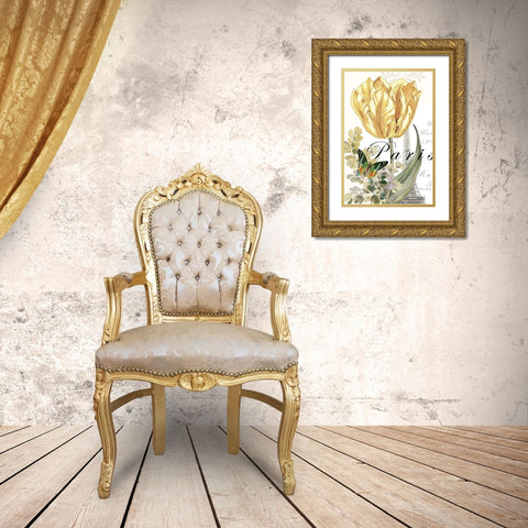Paris Tulip Gold Ornate Wood Framed Art Print with Double Matting by Gladding, Pamela