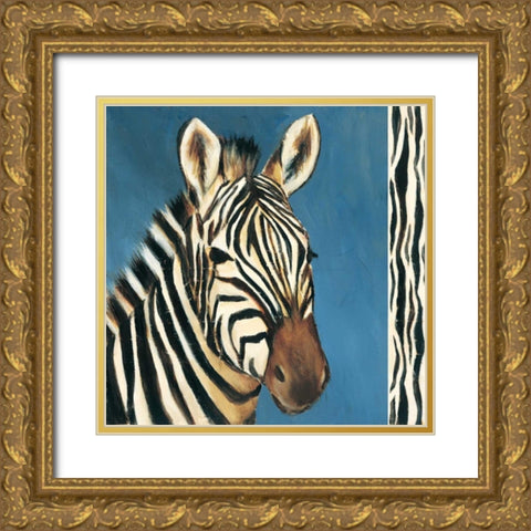 Exotic Zebra Gold Ornate Wood Framed Art Print with Double Matting by Gamel, Tara