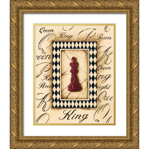 Chess King Gold Ornate Wood Framed Art Print with Double Matting by Gorham, Gregory