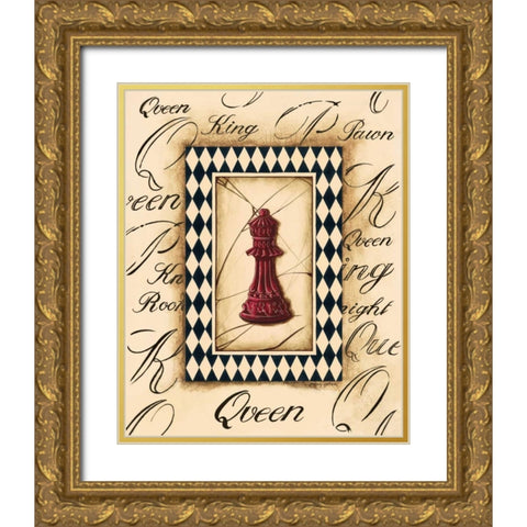 Chess Queen Gold Ornate Wood Framed Art Print with Double Matting by Gorham, Gregory