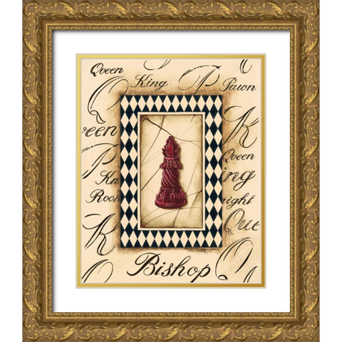Chess Bishop Gold Ornate Wood Framed Art Print with Double Matting by Gorham, Gregory