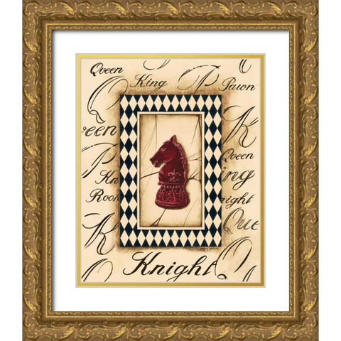 Chess Knight Gold Ornate Wood Framed Art Print with Double Matting by Gorham, Gregory