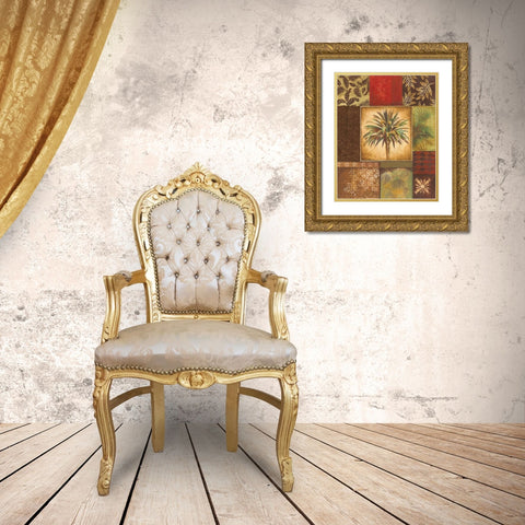 Palm Collage I Gold Ornate Wood Framed Art Print with Double Matting by Gorham, Gregory