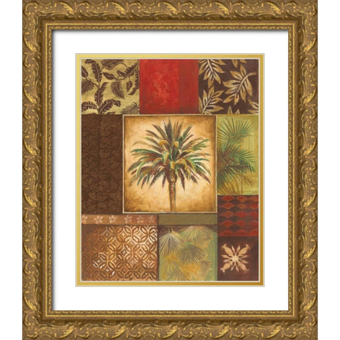 Palm Collage I Gold Ornate Wood Framed Art Print with Double Matting by Gorham, Gregory