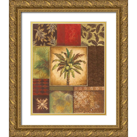 Palm Collage II Gold Ornate Wood Framed Art Print with Double Matting by Gorham, Gregory