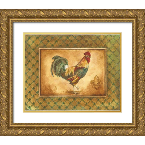 Country Rooster I Gold Ornate Wood Framed Art Print with Double Matting by Gorham, Gregory