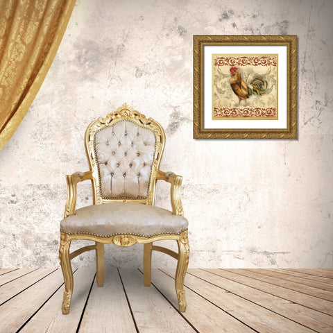Toile Rooster I Gold Ornate Wood Framed Art Print with Double Matting by Gorham, Gregory