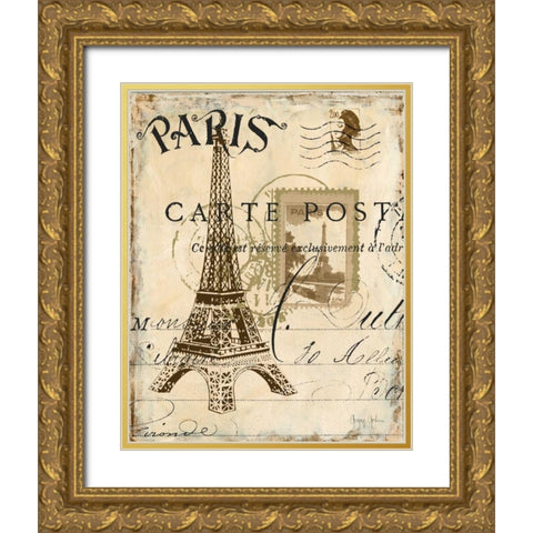 Paris Collage I Gold Ornate Wood Framed Art Print with Double Matting by Gorham, Gregory