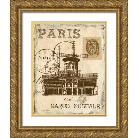 Paris Collage IV Gold Ornate Wood Framed Art Print with Double Matting by Gorham, Gregory