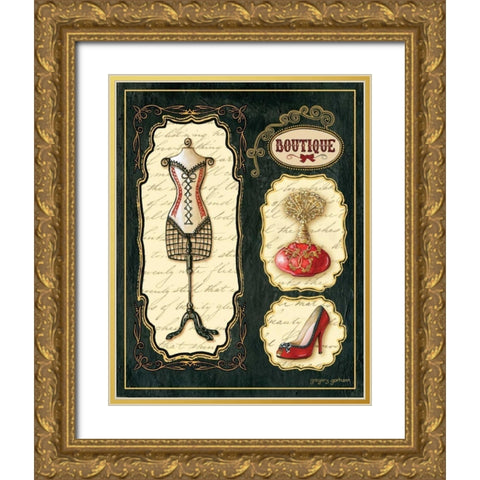Paris Boutique En Rouge I Gold Ornate Wood Framed Art Print with Double Matting by Gorham, Gregory