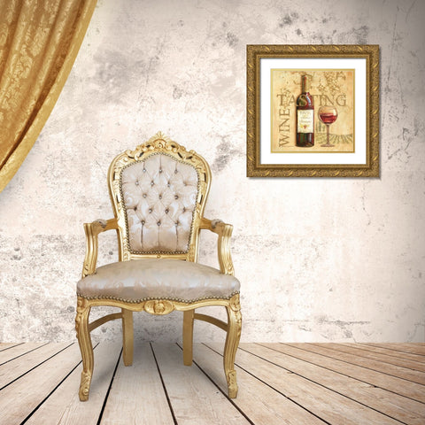 Wine Tasting Square Gold Ornate Wood Framed Art Print with Double Matting by Gorham, Gregory