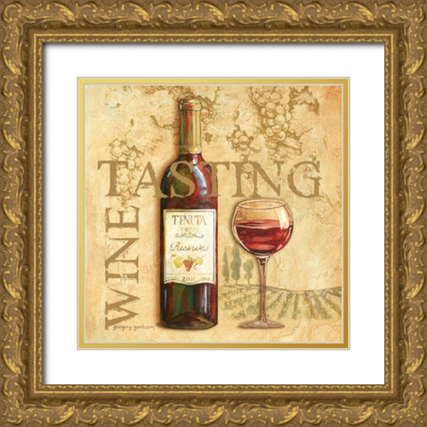 Wine Tasting Square Gold Ornate Wood Framed Art Print with Double Matting by Gorham, Gregory
