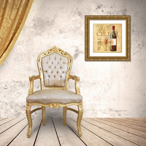 Wine Cellar Sqaure Gold Ornate Wood Framed Art Print with Double Matting by Gorham, Gregory