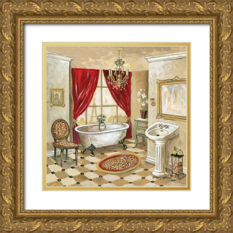 Leopard Parisian Bath Gold Ornate Wood Framed Art Print with Double Matting by Gorham, Gregory