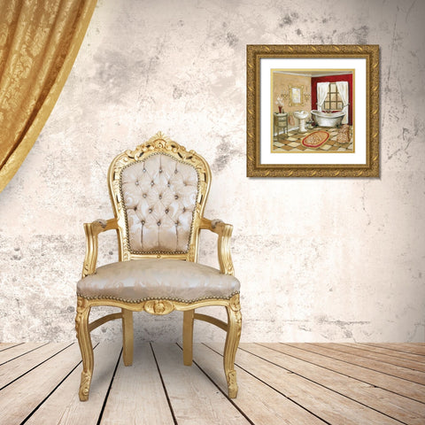 Leopard Florentine Bath Gold Ornate Wood Framed Art Print with Double Matting by Gorham, Gregory