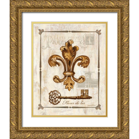Fleur de Lis Gold Ornate Wood Framed Art Print with Double Matting by Gorham, Gregory