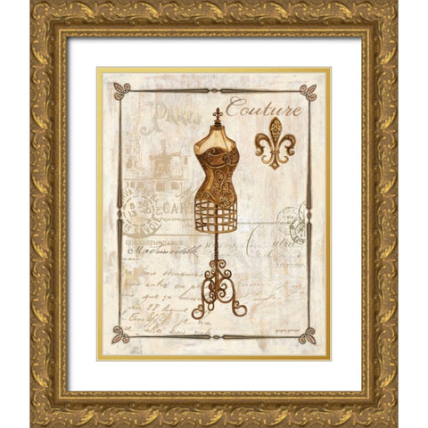 Paris Dress Form Gold Ornate Wood Framed Art Print with Double Matting by Gorham, Gregory