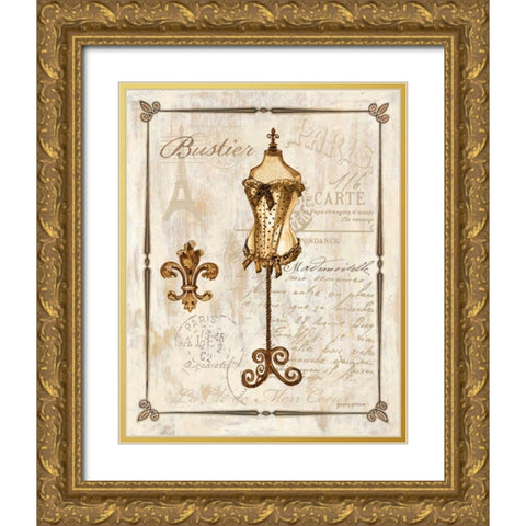 Paris Bustier Gold Ornate Wood Framed Art Print with Double Matting by Gorham, Gregory