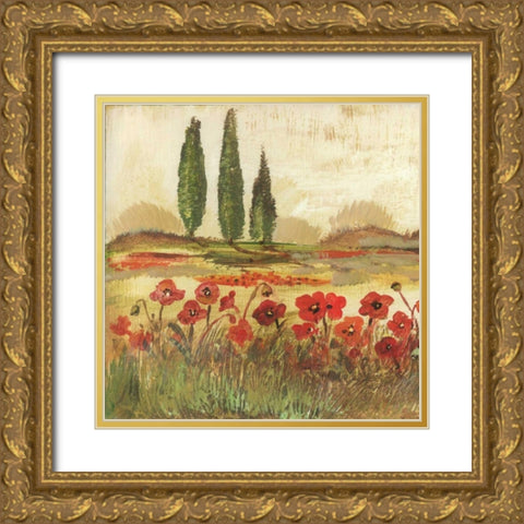 Poppy Field II Gold Ornate Wood Framed Art Print with Double Matting by Gorham, Gregory