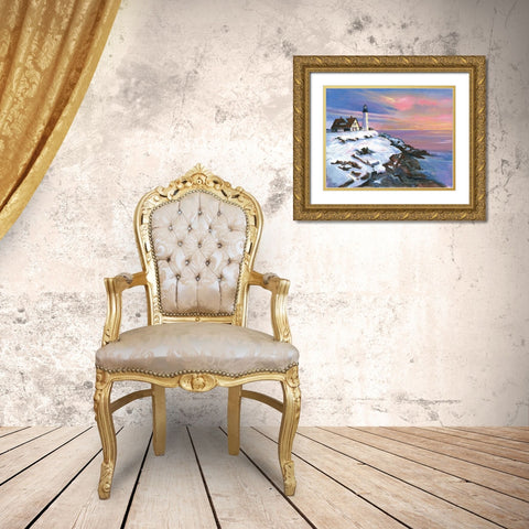 Winters Light Gold Ornate Wood Framed Art Print with Double Matting by Gorham, Gregory