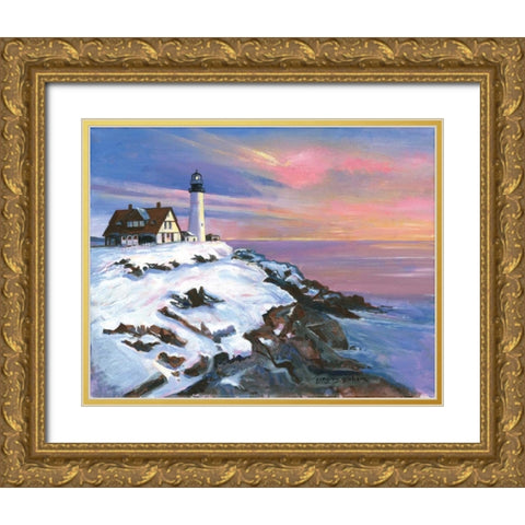Winters Light Gold Ornate Wood Framed Art Print with Double Matting by Gorham, Gregory