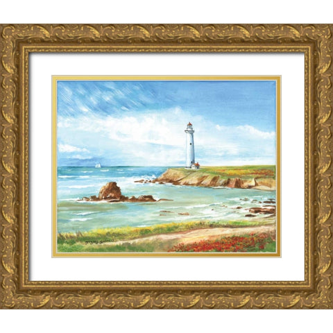 Lighthouse Path Gold Ornate Wood Framed Art Print with Double Matting by Gorham, Gregory